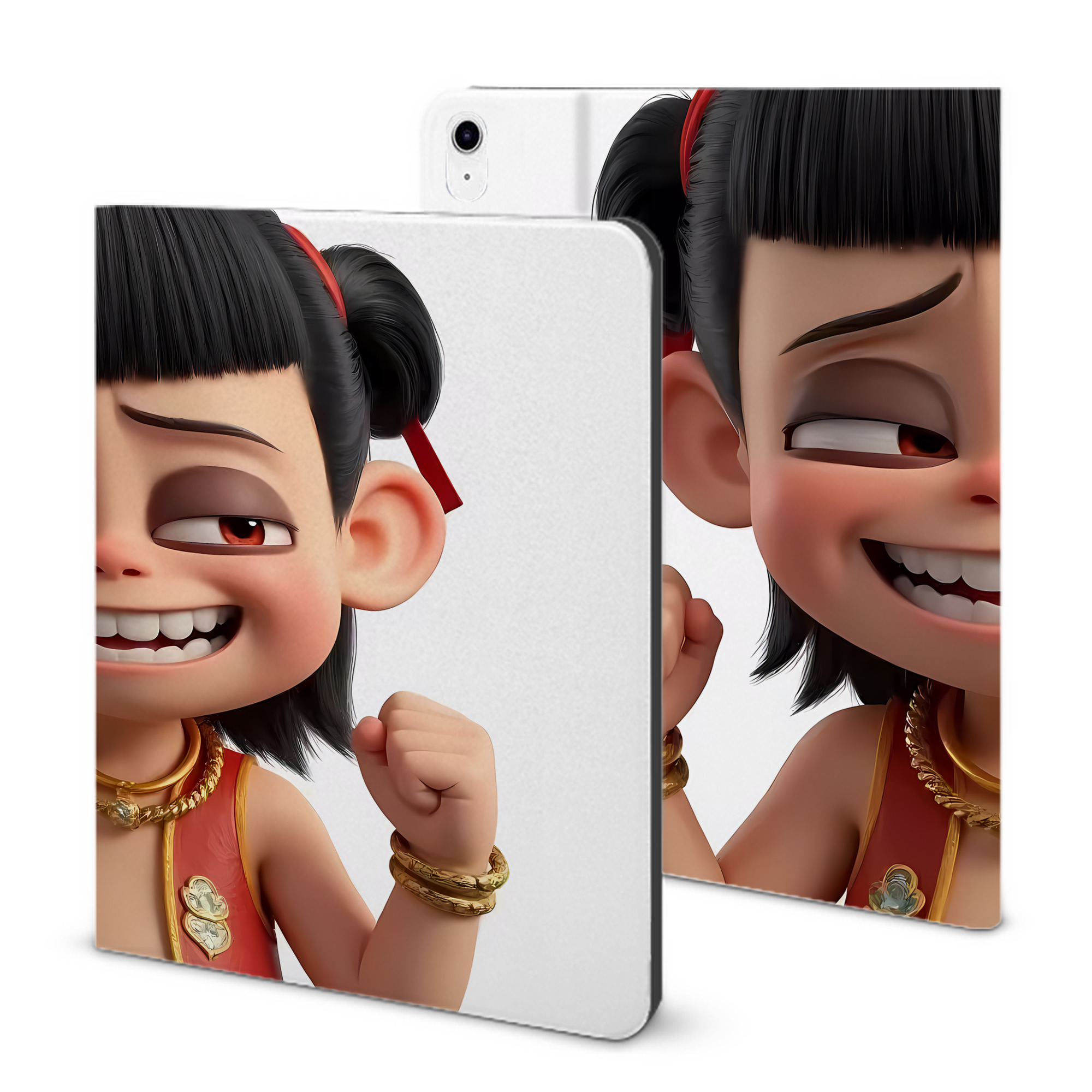 （画像用） Ne Zha 2 ナタ 魔童の大暴れ IPad ケース ブック型 PUレザー TPU 耐衝撃 軽量 薄型 ペン収納なし 全面保護 IPad 各モデル対応